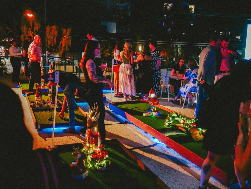 Christmas themed mini-golf course