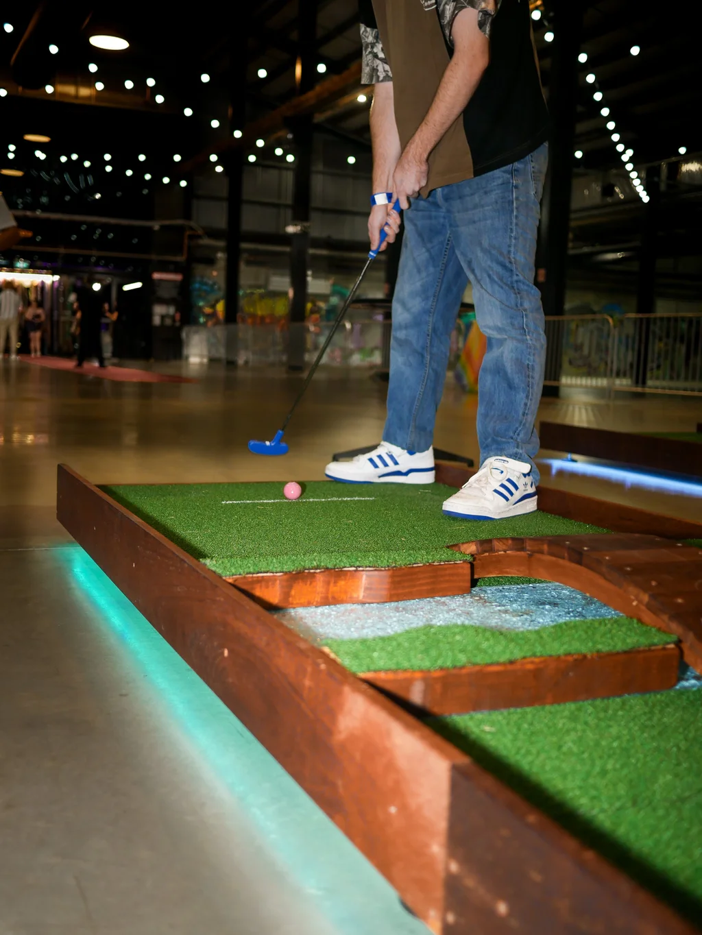 Premium mobile mini-golf course professionally set up and ready for guests